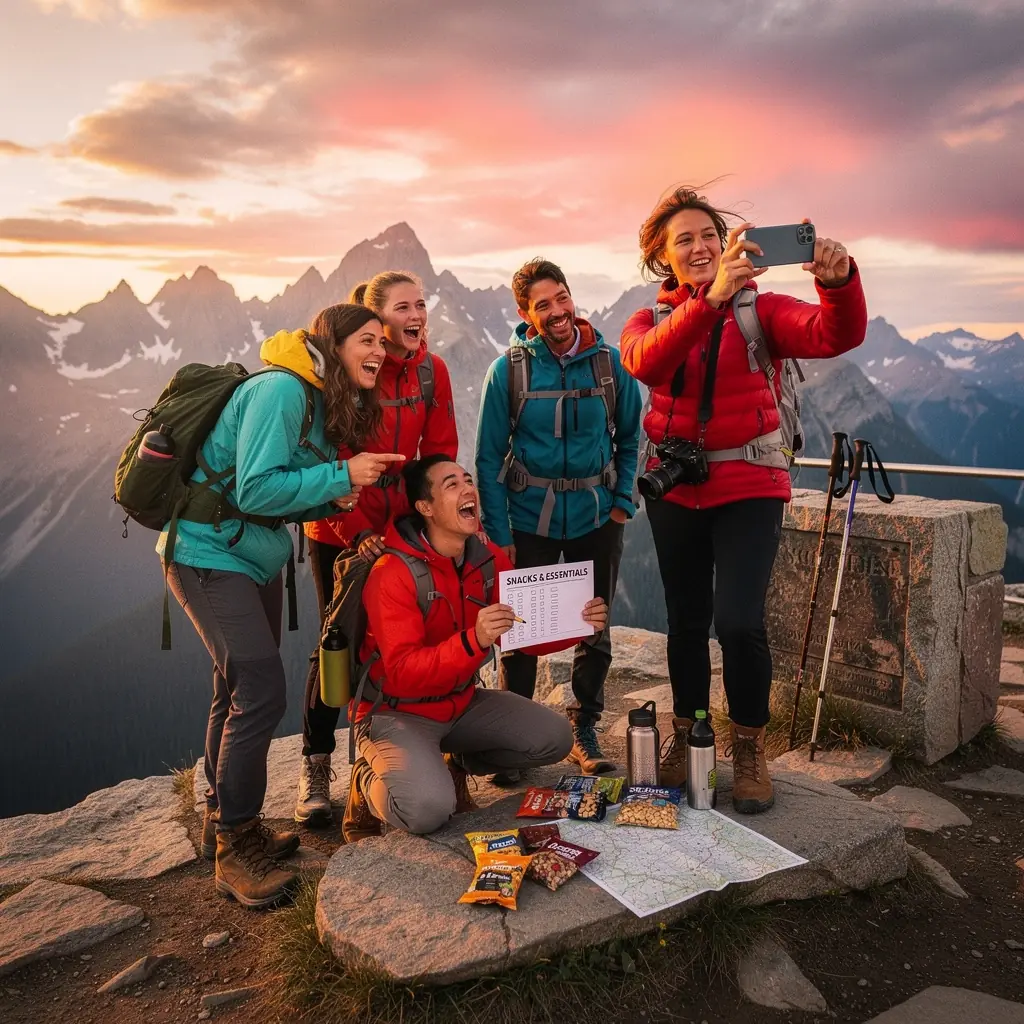 Kolorowa mapa szlaku turystycznego z zaznaczonymi punktami widokowymi i trasami.