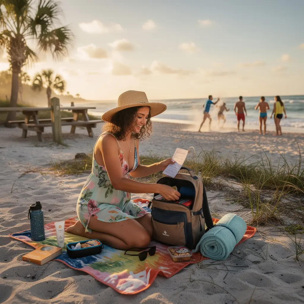 Widok na malowniczy park narodowy z wysokimi drzewami i górskimi szczytami w tle.